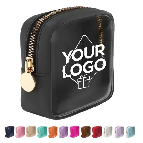 Small Clear Makeup Pouch with Gold Zipper