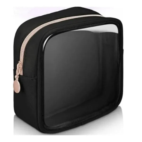 Small Clear Makeup Pouch with Gold Zipper
