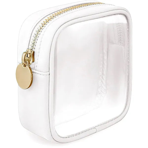 Small Clear Makeup Pouch with Gold Zipper