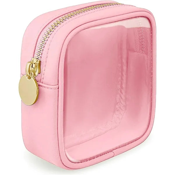 Small Clear Makeup Pouch with Gold Zipper
