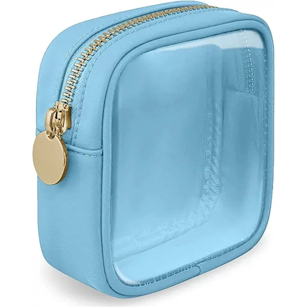Small Clear Makeup Pouch with Gold Zipper