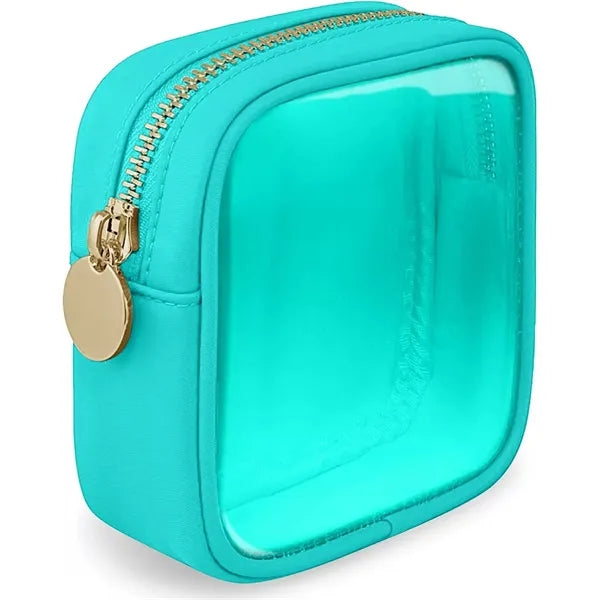 Small Clear Makeup Pouch with Gold Zipper