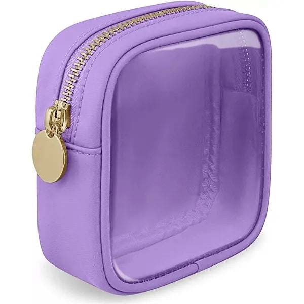 Small Clear Makeup Pouch with Gold Zipper