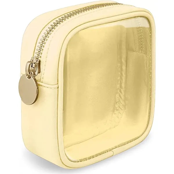 Small Clear Makeup Pouch with Gold Zipper