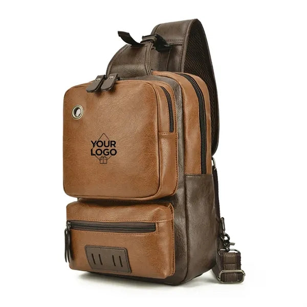 Large - Capacity PU Sling Bag for Men