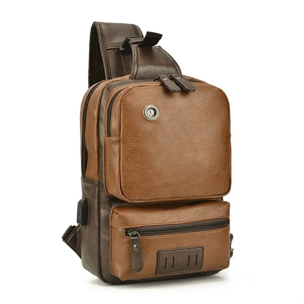 Large - Capacity PU Sling Bag for Men