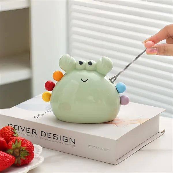 Cute Ceramic Crab Fruit Fork Storage Set Free Shipping
