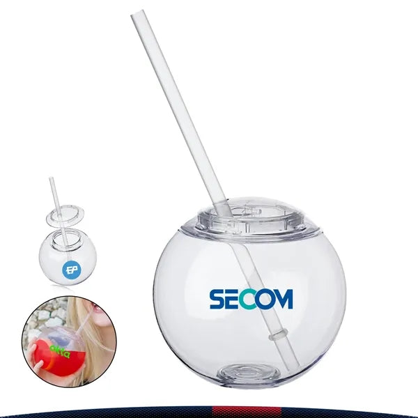 15 oz. Plastic Cocktail Ball with Straw