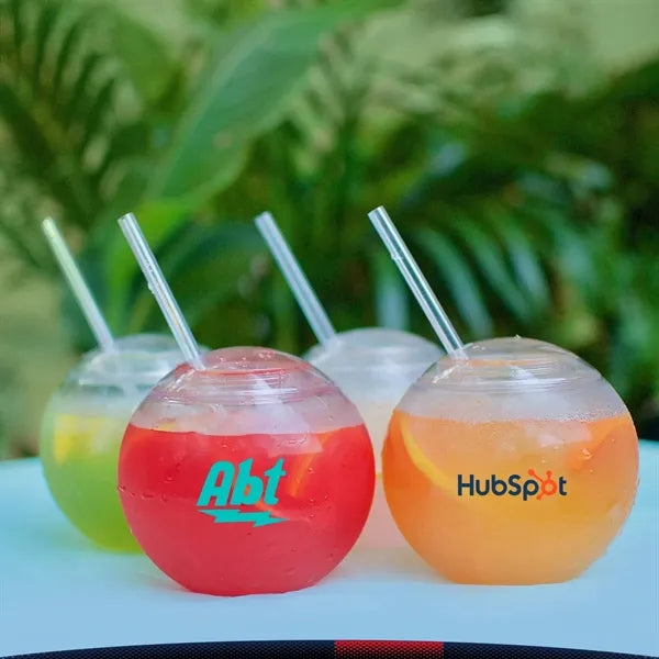 15 oz. Plastic Cocktail Ball with Straw