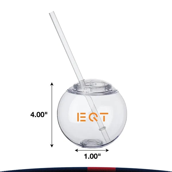 15 oz. Plastic Cocktail Ball with Straw