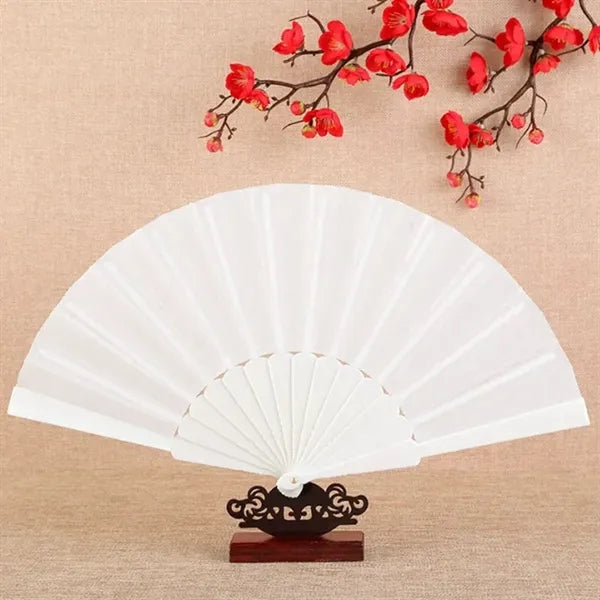 Folding Fabric Fan w/ Plastic Handle