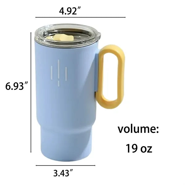 Stainless Steel Tumbler with Sliding Lid and Handle