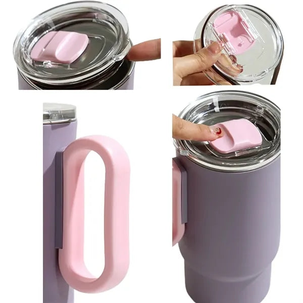 Stainless Steel Tumbler with Sliding Lid and Handle