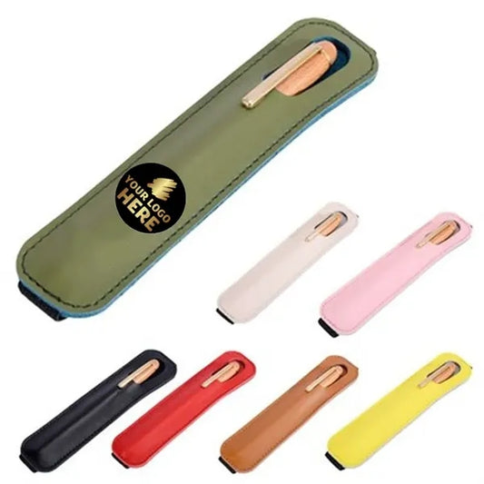 Premium PU Leather Notebook Elastic Detachable Pencil Bag