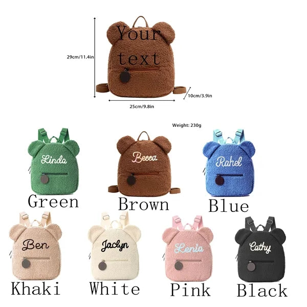 Plush bear ears backpack for kids