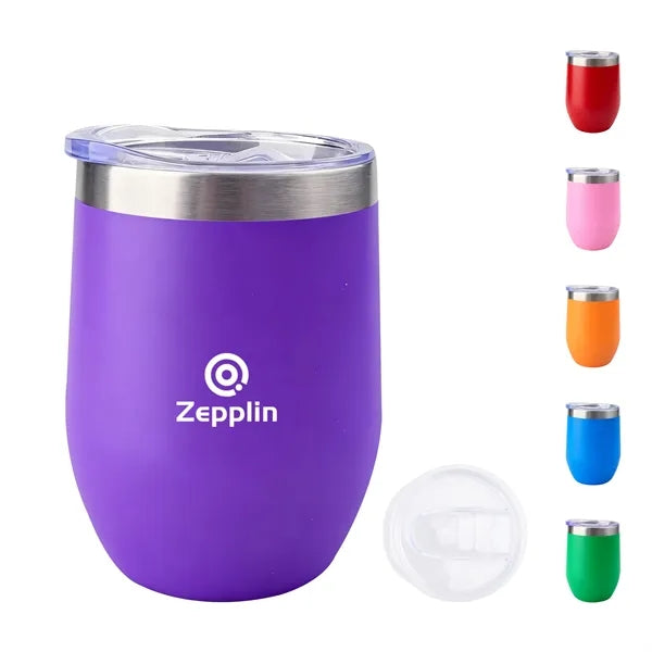 12 Oz Stainless Insulated Wine Tumbler W/ Lid for Hot & Cold