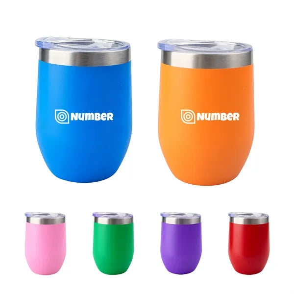 12 Oz Stainless Insulated Wine Tumbler W/ Lid for Hot & Cold
