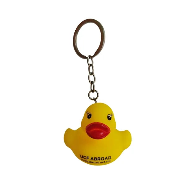 Playful Cartoon Yellow Duck Soft Rubber Keychain Accessory