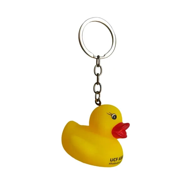 Playful Cartoon Yellow Duck Soft Rubber Keychain Accessory