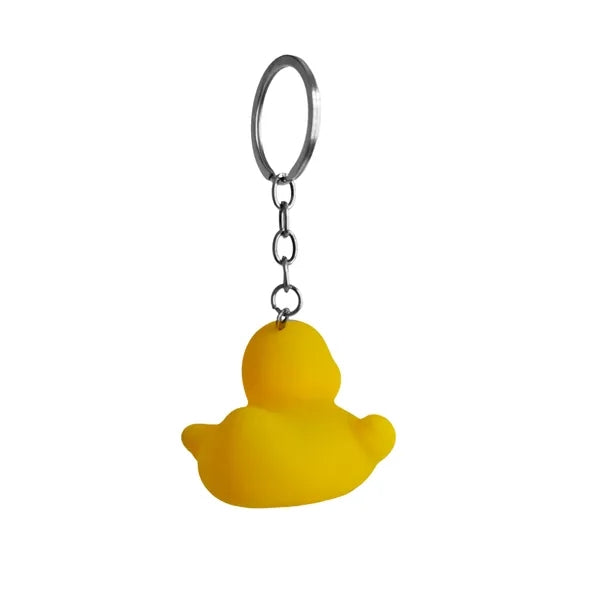 Playful Cartoon Yellow Duck Soft Rubber Keychain Accessory