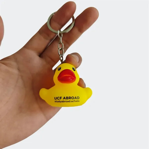 Playful Cartoon Yellow Duck Soft Rubber Keychain Accessory