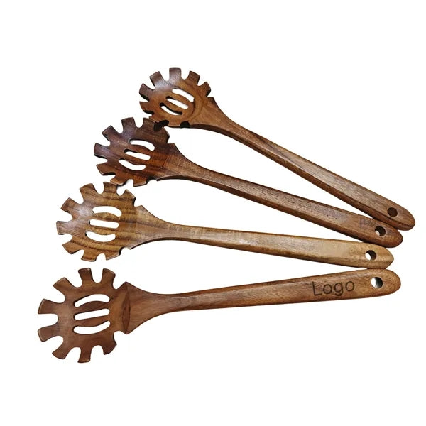 Natural Teak Wood Spaghetti and Pasta Server Fork Spoon