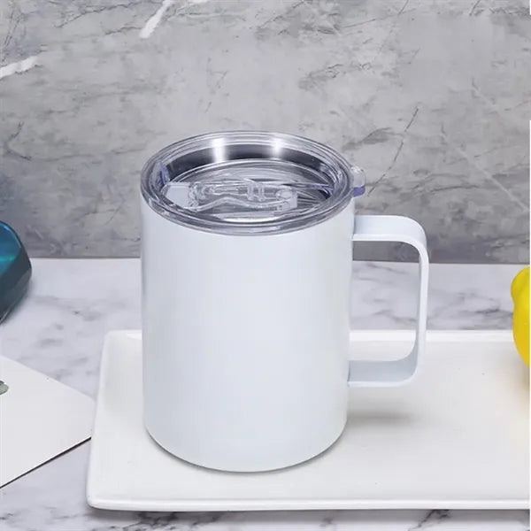 12Oz Insulated Stainless Steel Tumbler With Clear Lid