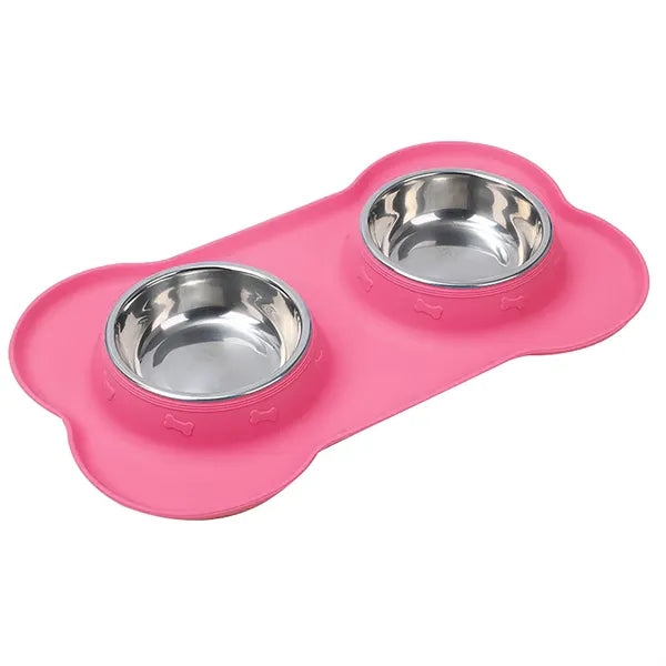 Dog Bowls with Silicone Feeding Mat