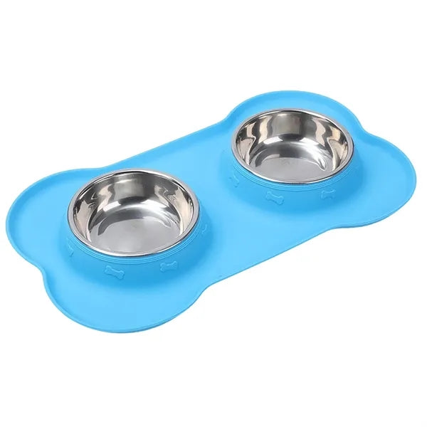 Dog Bowls with Silicone Feeding Mat