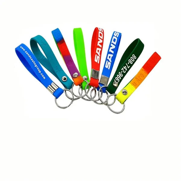 Screen Printed Silicone Wristband Keychain