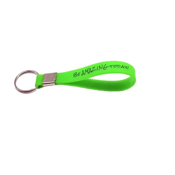 Screen Printed Silicone Wristband Keychain
