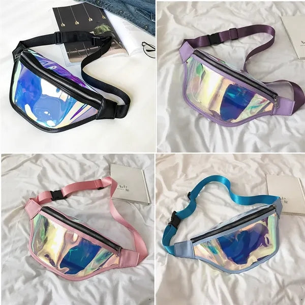 Fashionable Holographic Clear Neon Fanny Pack Waist Bag