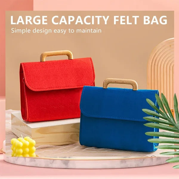 Felt Tote Bag With Wooden Handles Free Shipping