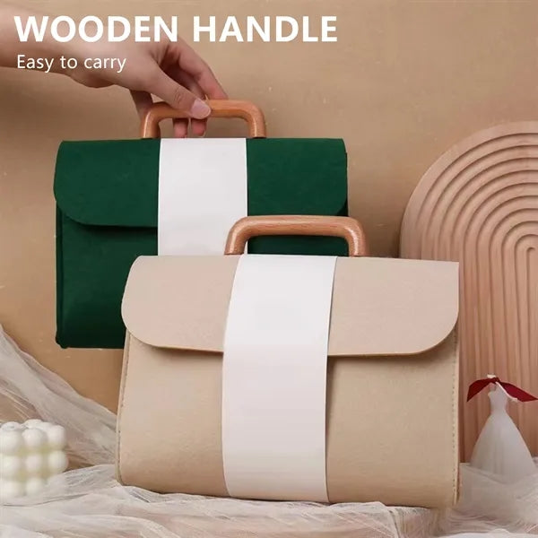Felt Tote Bag With Wooden Handles Free Shipping