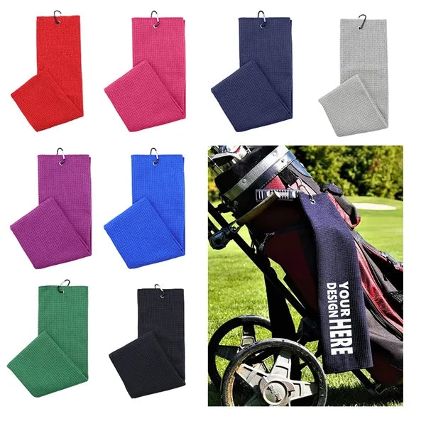 Tri Fold Waffle Golf Towel