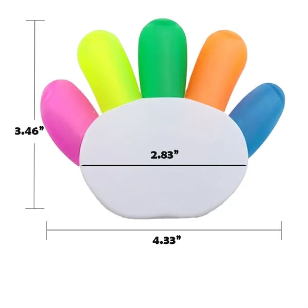 Five-Color Hand-Shaped Angled-Tip Fluorescent Highlighters
