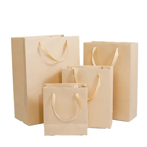 Kraft Paper Tote Bag with wide Ribbon Handle