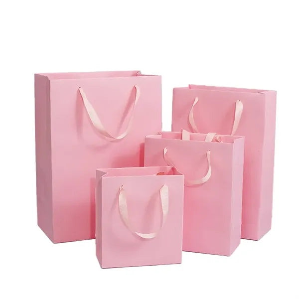 Kraft Paper Tote Bag with wide Ribbon Handle