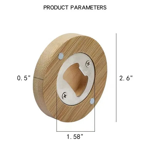 Round Wooden Magnetic Bottle Opener for Refrigerator