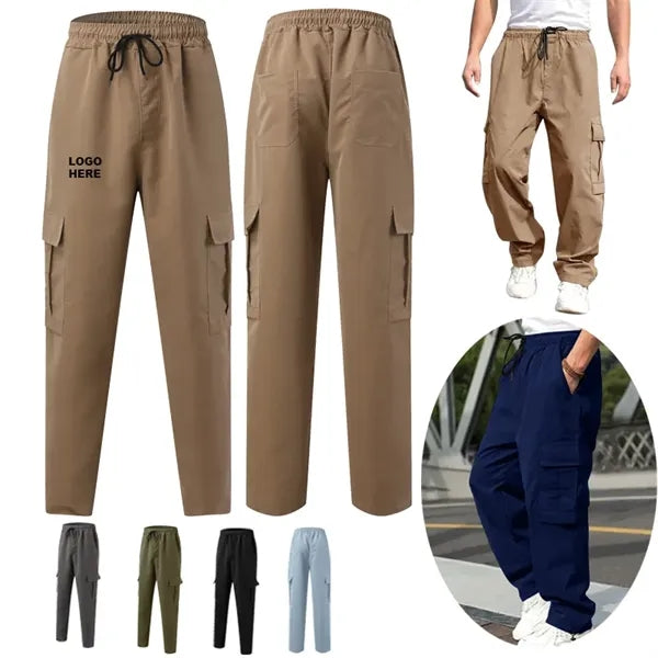 Drawstring Waist Workwear Trousers Men's Cargo Pants