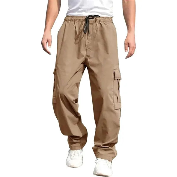 Drawstring Waist Workwear Trousers Men's Cargo Pants