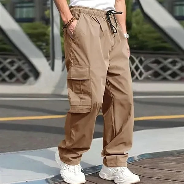 Drawstring Waist Workwear Trousers Men's Cargo Pants