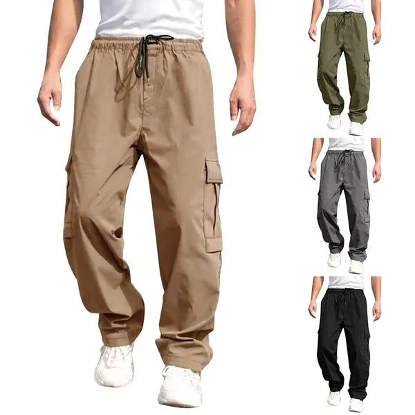Drawstring Waist Workwear Trousers Men's Cargo Pants