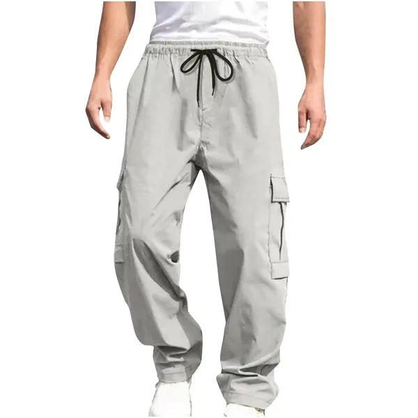 Drawstring Waist Workwear Trousers Men's Cargo Pants