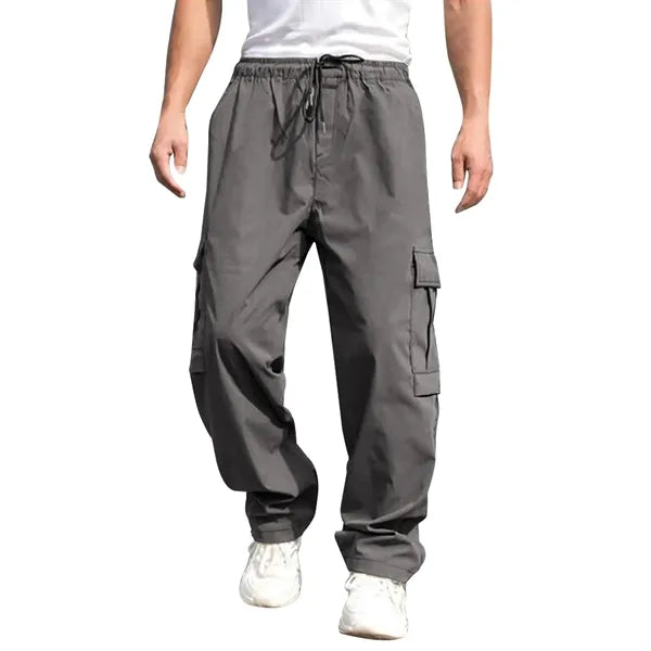 Drawstring Waist Workwear Trousers Men's Cargo Pants
