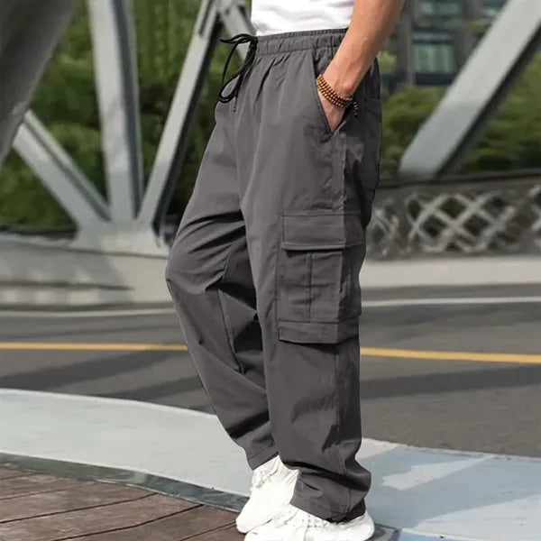 Drawstring Waist Workwear Trousers Men's Cargo Pants