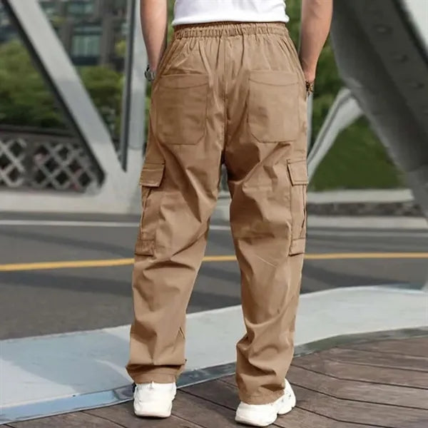 Drawstring Waist Workwear Trousers Men's Cargo Pants
