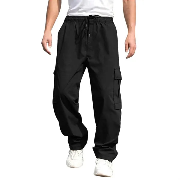 Drawstring Waist Workwear Trousers Men's Cargo Pants