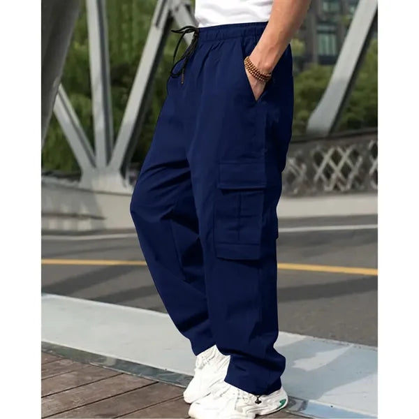 Drawstring Waist Workwear Trousers Men's Cargo Pants