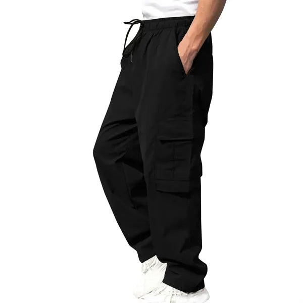 Drawstring Waist Workwear Trousers Men's Cargo Pants